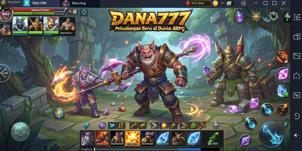 Screenshot DANA777 menampilkan aksi pertempuran seru dalam gameplay ARPG.