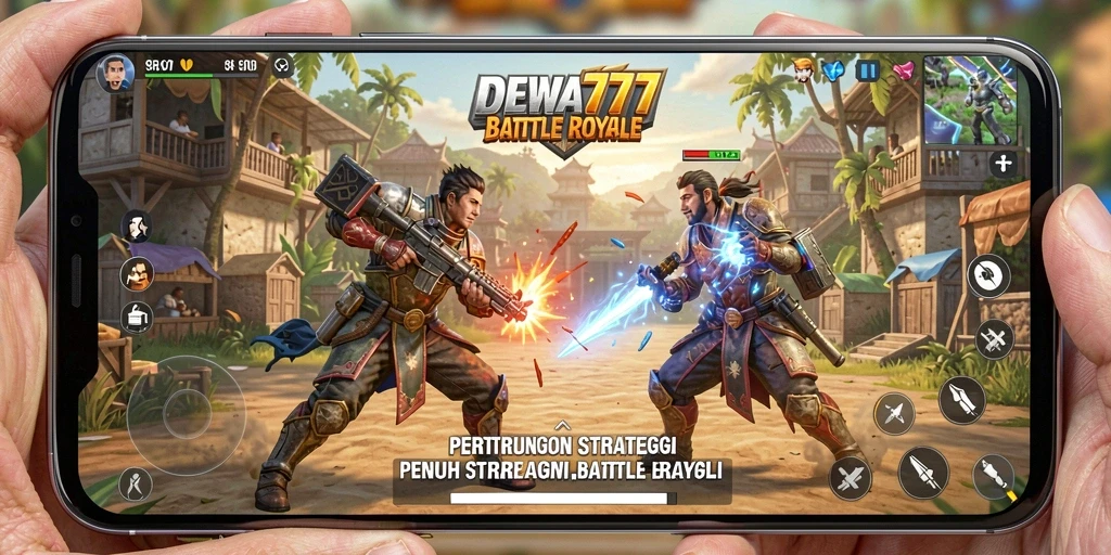 Screenshot gameplay DEWA777 menampilkan aksi seru di arena Battle Royale.