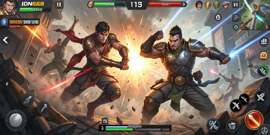 Tampilan gameplay seru dengan pertarungan yang intens di IDN668.