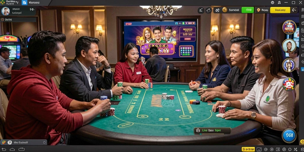 Tampilan seru gameplay Live Casino di V98 dengan dealer langsung.