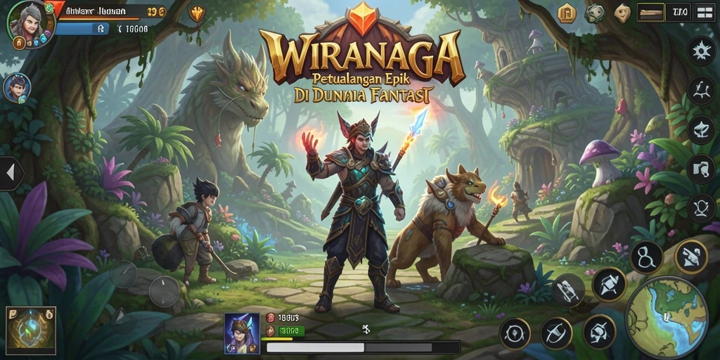 Tampilan gameplay WIRANAGA menampilkan petualangan seru di dunia fantasi.