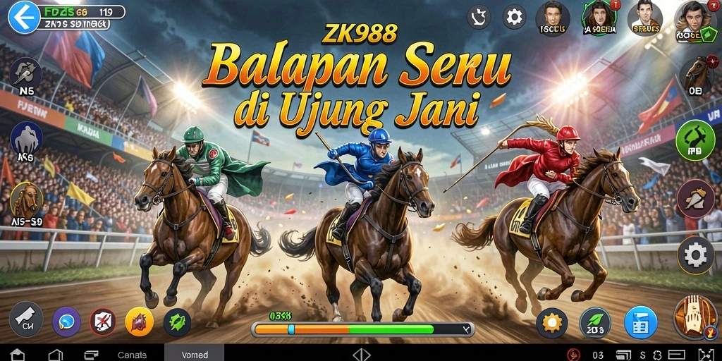 Screenshot gameplay ZK988 menampilkan balapan yang penuh aksi dan kecepatan.